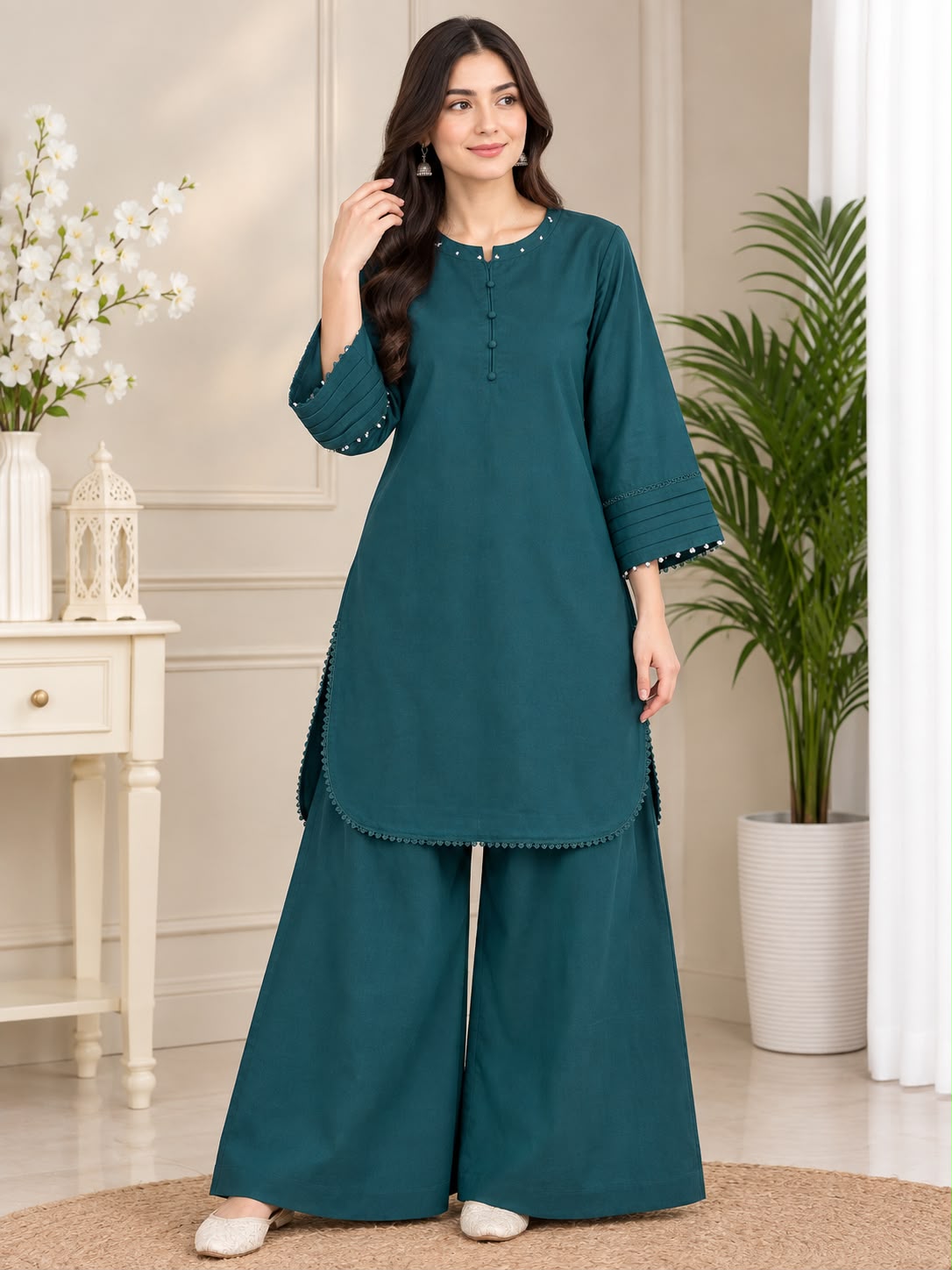 Teal Green Farshi Co-Ord Set