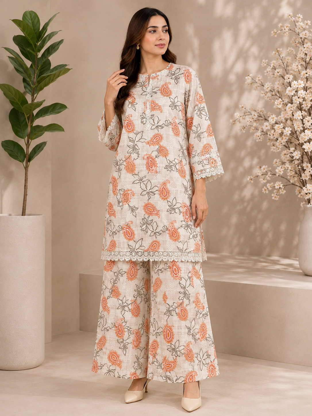 Printed plazo co ord set