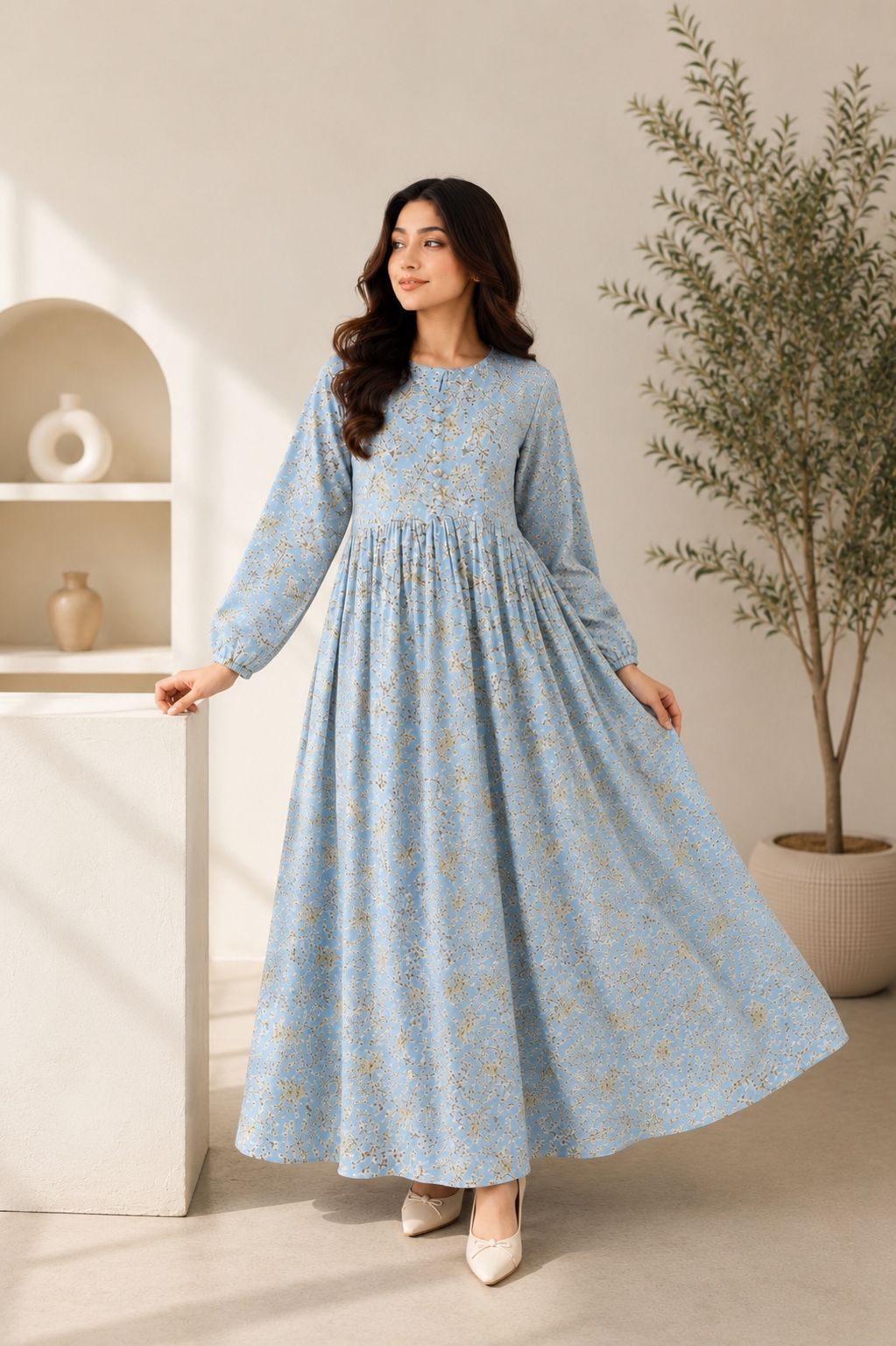 printed long frock