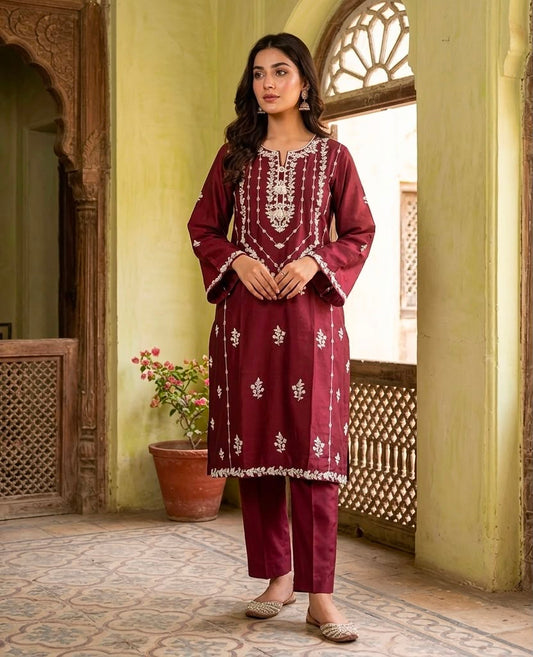 Embroidery Long Shirt 2pc