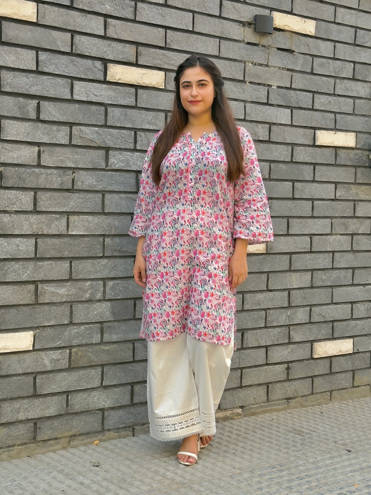 Organza Plazo - Off-White Cotton Set