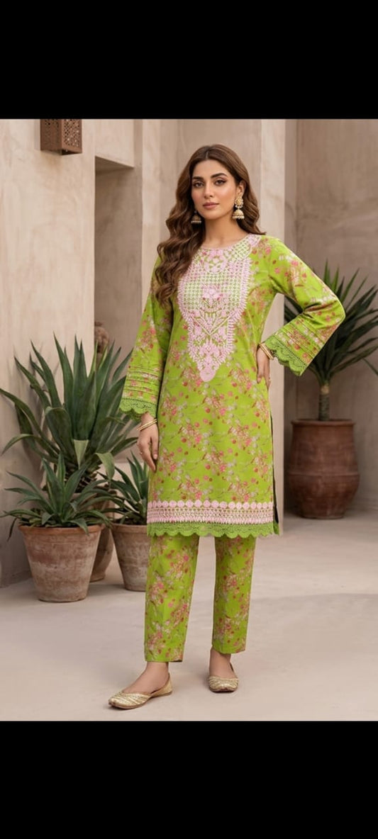 Printed Embroidery 2PC