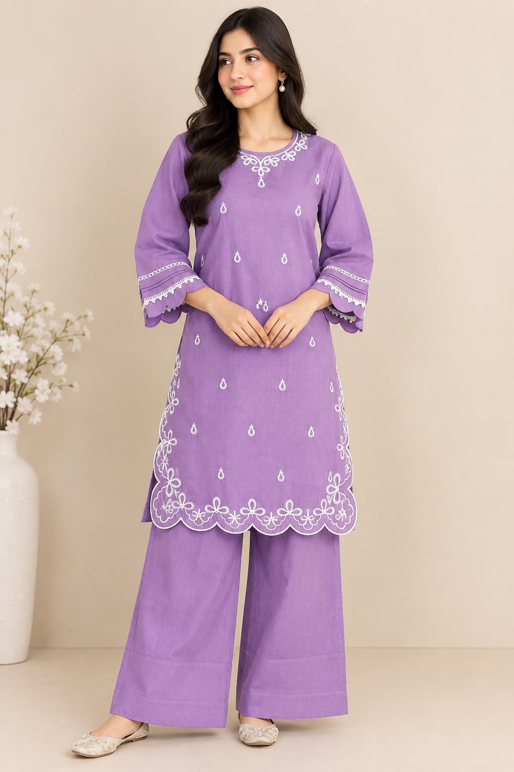Embroidery plazo co ord set